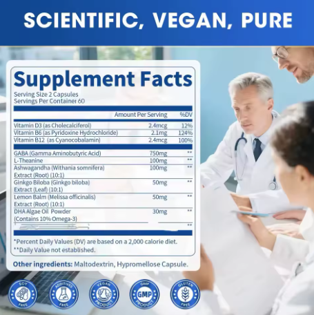 GABA 10-in-1 with L-Theanine & Ashwagandha — 90 Capsules — product details