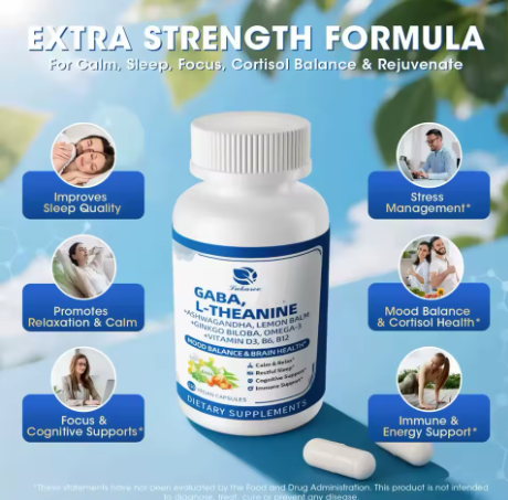 GABA 10-in-1 with L-Theanine & Ashwagandha — 90 Capsules — product details