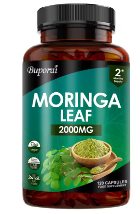 Moringa leaf 2000 mg, 120 capsule bottle