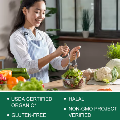 Moringa green superfood with manufacturer certification marks
