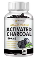 Organic coconut activated charcoal 1200 mg, 30 capsule bottle