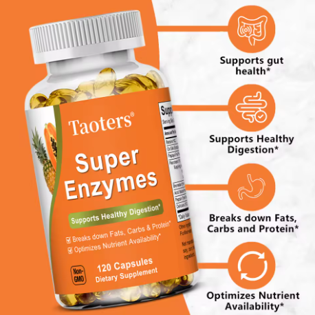 Super Enzymes 120 capsules: supports gut health, digestion, breaks down fats, carbs and protein