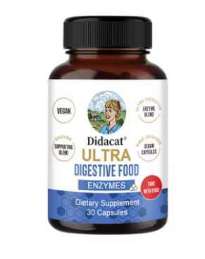 Ultra digestive food enzymes, vegan capsules bottle