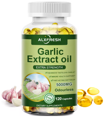 Garlic extract oil 5000 mg odourless, 120 capsule bottle