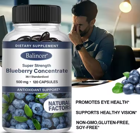Blueberry concentrate 500 mg, 36 to 1 standardised, 120 capsules