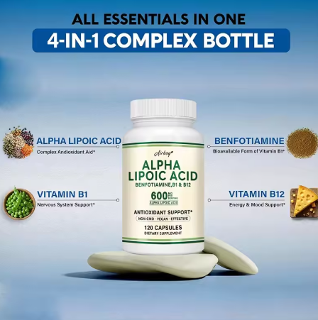 Alpha lipoic acid 4-in-1 complex with benfotiamine, vitamin B1 and B12