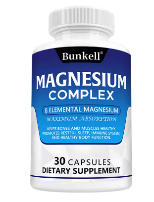 Magnesium complex, eight elemental magnesium forms, 30 capsule bottle