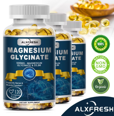 Magnesium glycinate 500 mg with D3 and B6, 120 capsules