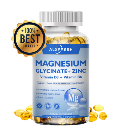 Magnesium glycinate with zinc, vitamin D3 and B6, 120 capsule bottle