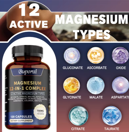 The twelve magnesium forms named: gluconate, ascorbate, oxide, glycinate, malate, aspartate, citrate, taurate and more