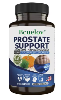 Prostate support with saw palmetto, pumpkin seed and lycopene, 30 capsule bottle