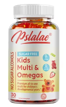 Kids multivitamin and omega gummies, sugar free, 30 gummy bottle