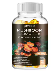 Mushroom complex, ten mushroom blend, 1995 mg, capsule bottle