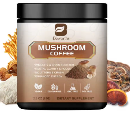 Mushroom coffee, 2.5 oz tub